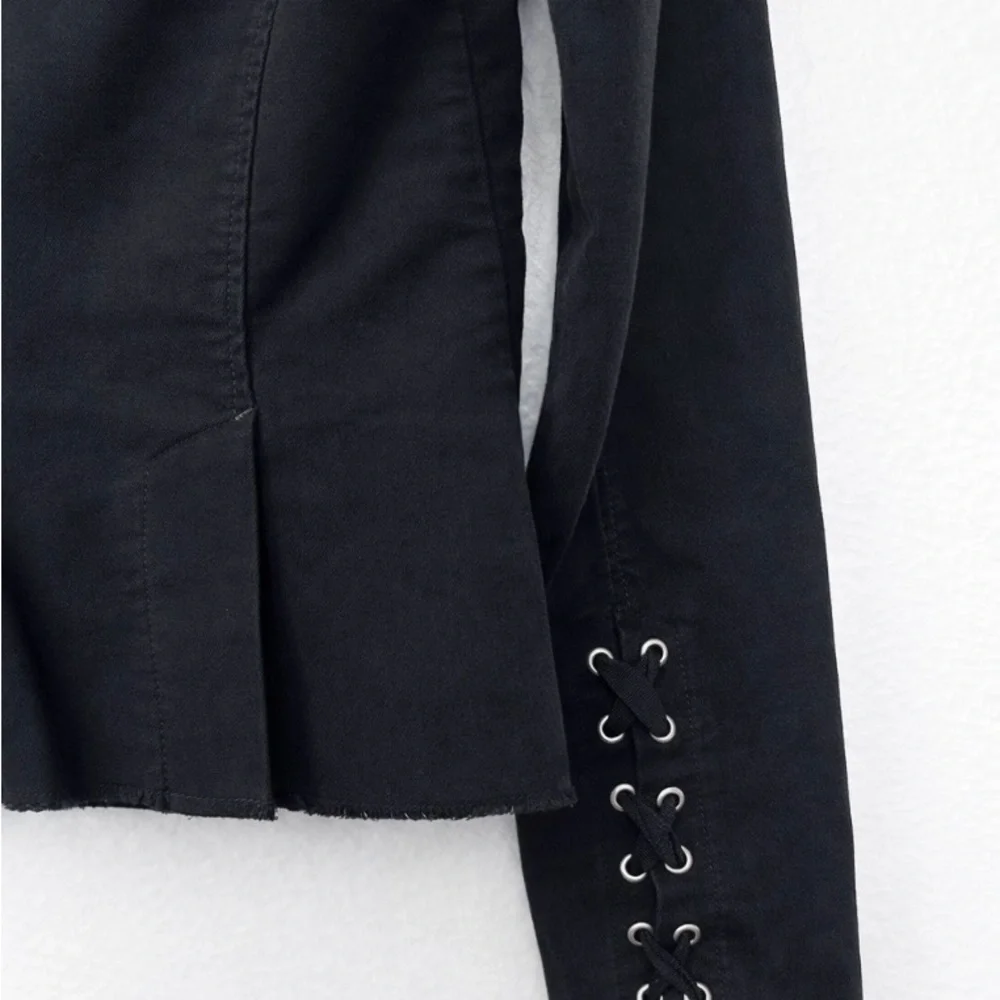 Free People Ella Sergeant Military Jacket Washed Black - Size M - Picture 5 of 9